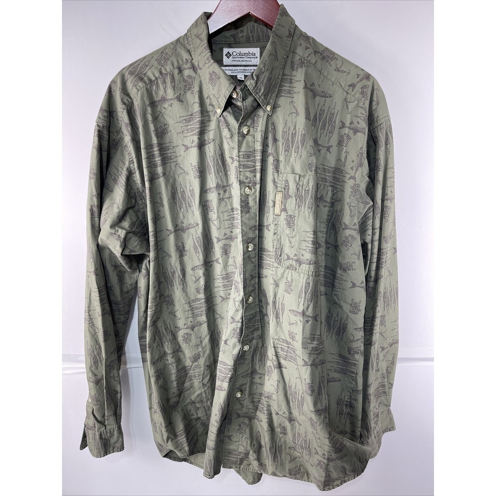 Columbia Mens XL Green Long Sleeve Shirt